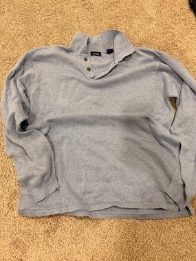 Vintage IZOD Men's Gray Button-Neck Sweater